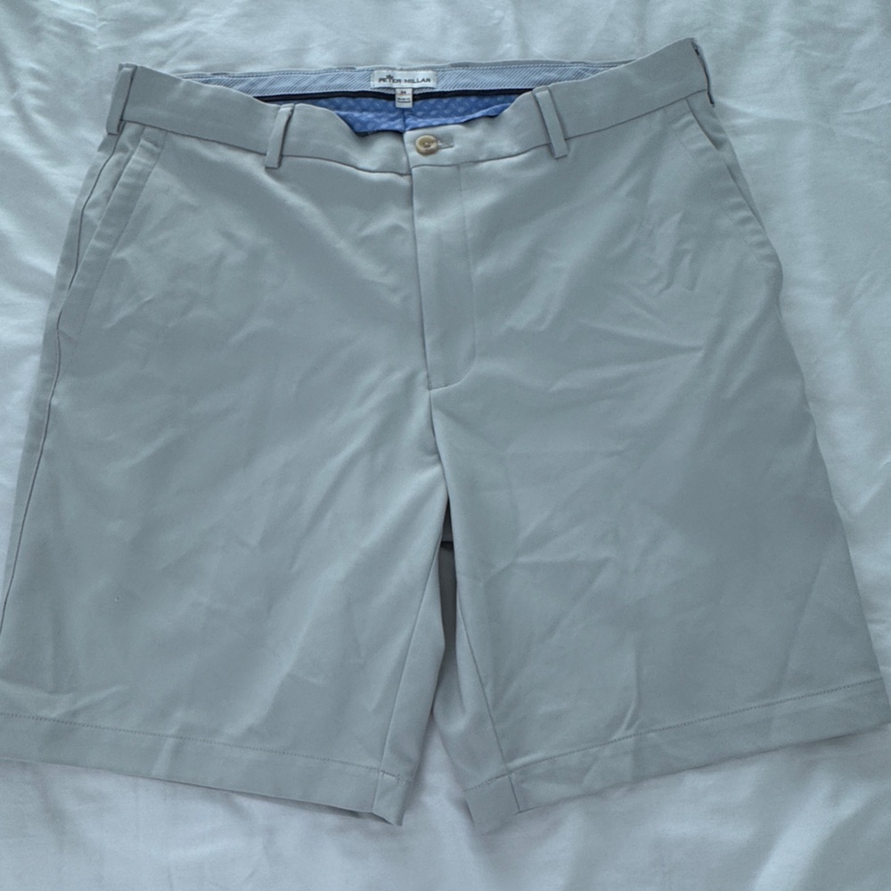 Peter Millar Light Gray Flat Front Golf Shorts Si… - image 1